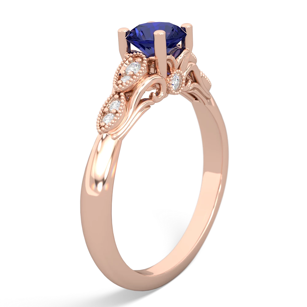 Lab Sapphire Antique Elegance 14K Rose Gold ring R3100