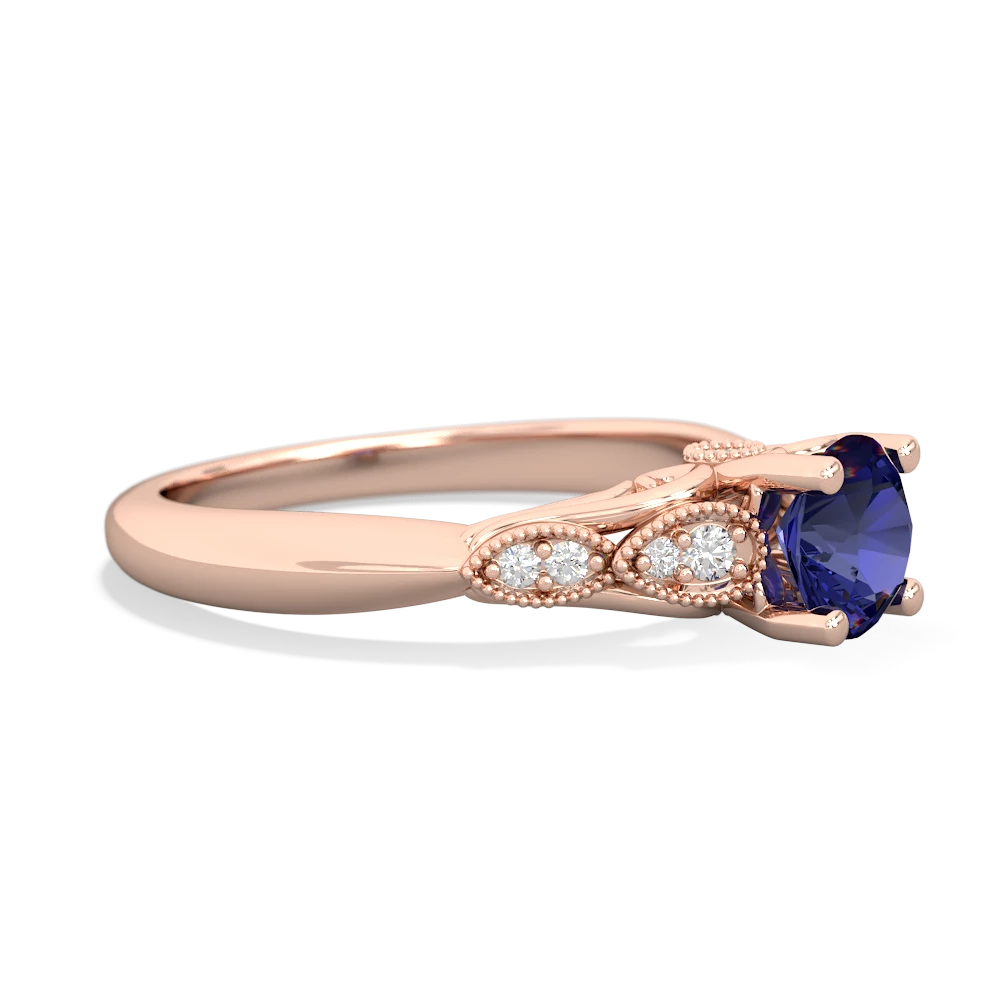 Lab Sapphire Antique Elegance 14K Rose Gold ring R3100