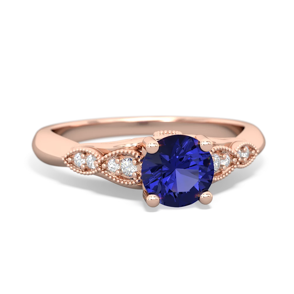 Lab Sapphire Antique Elegance 14K Rose Gold ring R3100