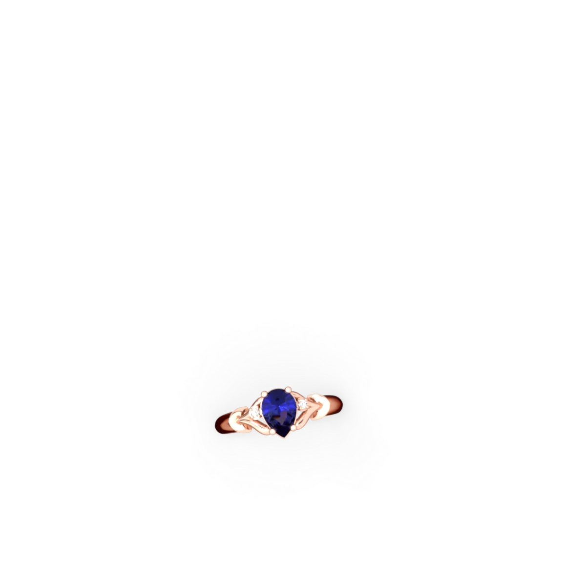 Lab Sapphire Precious Pear 14K Rose Gold ring R0826