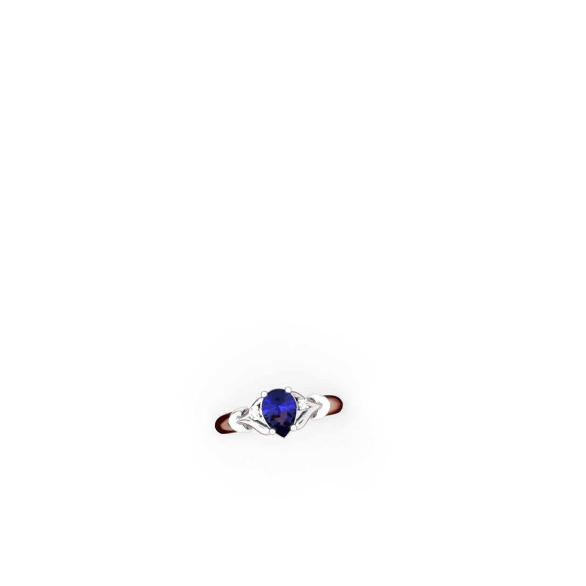 Lab Sapphire Precious Pear 14K White Gold ring R0826