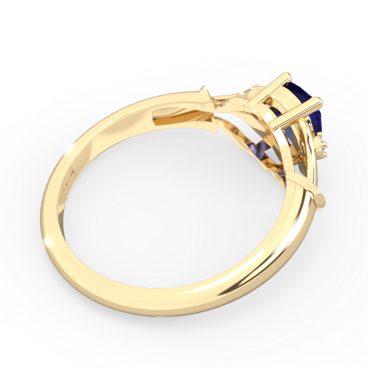 Lab Sapphire Precious Pear 14K Yellow Gold ring R0826