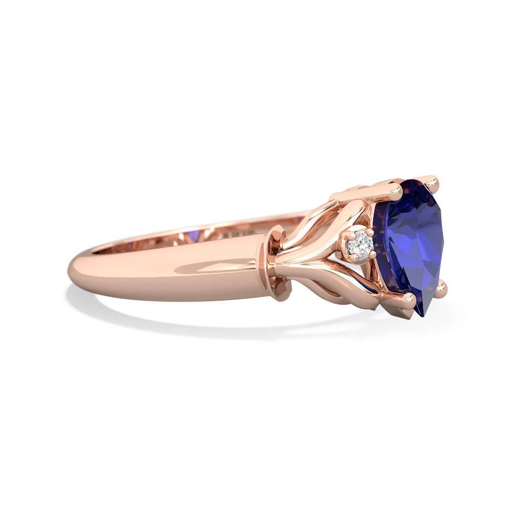 Lab Sapphire Precious Pear 14K Rose Gold ring R0826