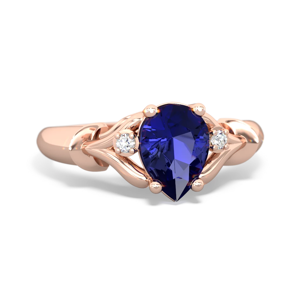 Lab Sapphire Precious Pear 14K Rose Gold ring R0826