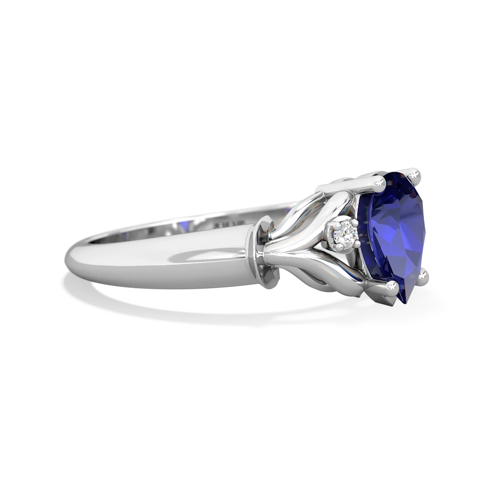 Lab Sapphire Precious Pear 14K White Gold ring R0826