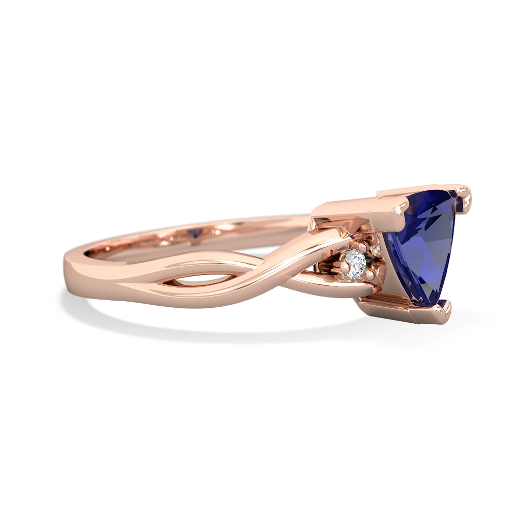 Lab Sapphire Trillion Twist 14K Rose Gold ring R2104