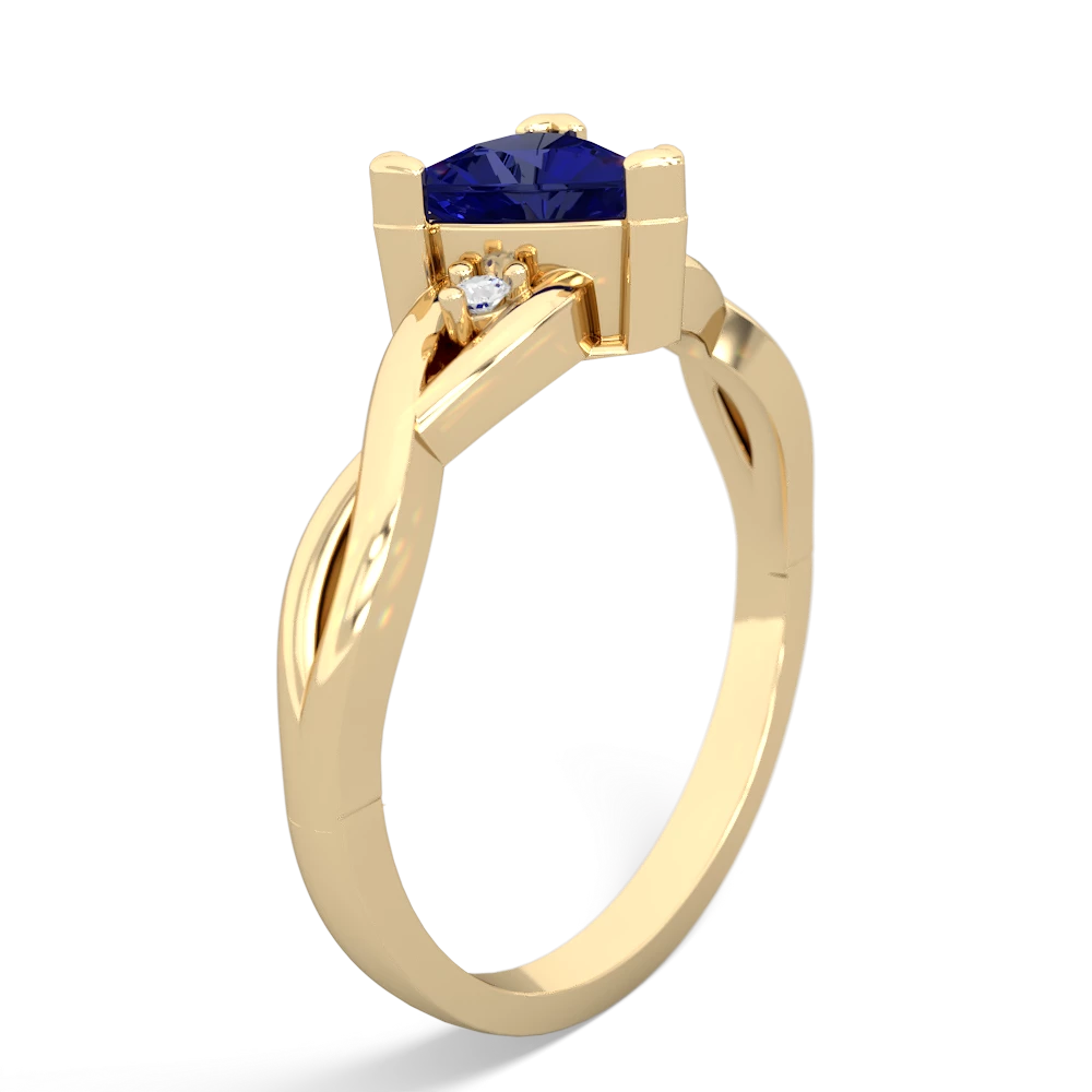 Lab Sapphire Trillion Twist 14K Yellow Gold ring R2104