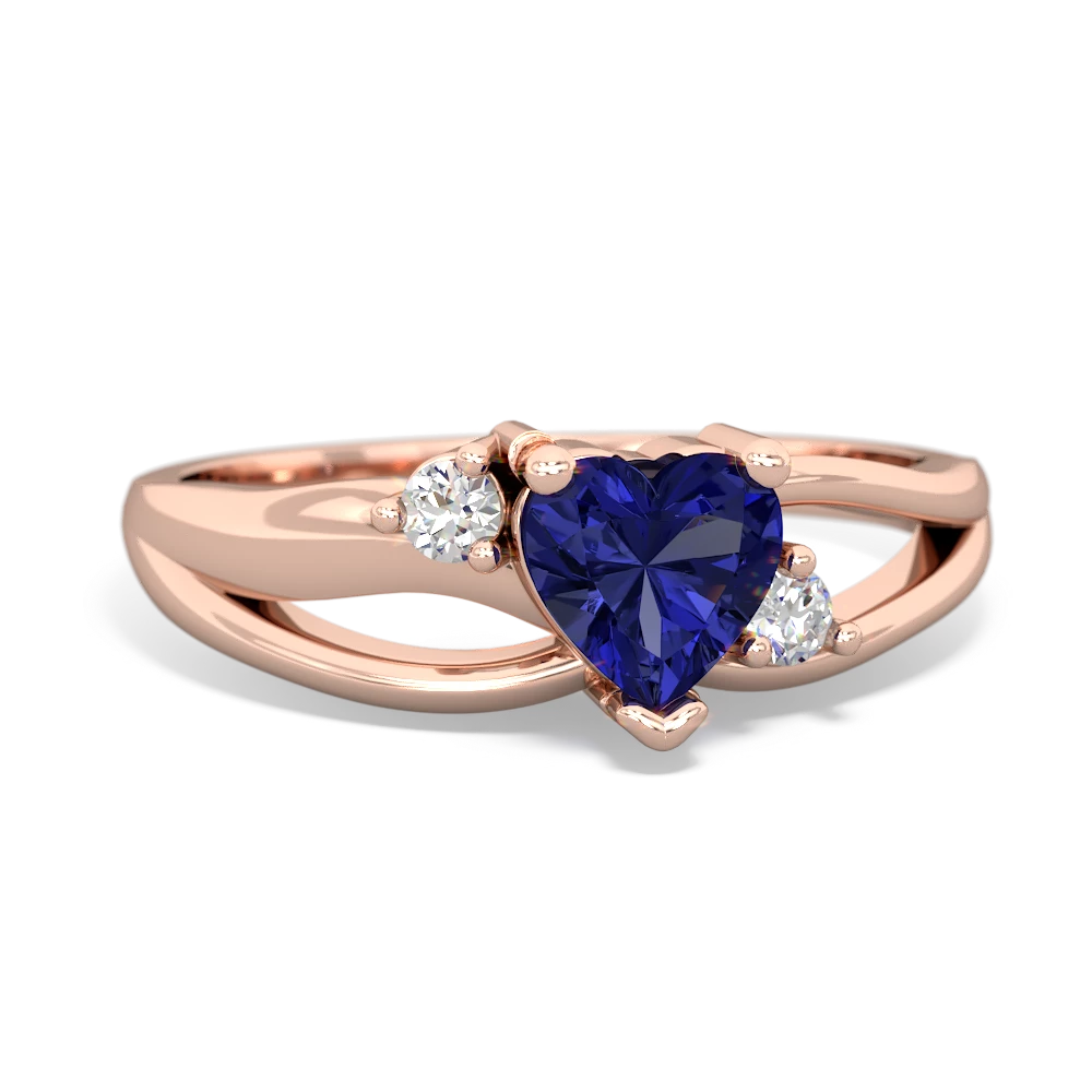 Lab Sapphire Split Band Swirl 14K Rose Gold ring R2130