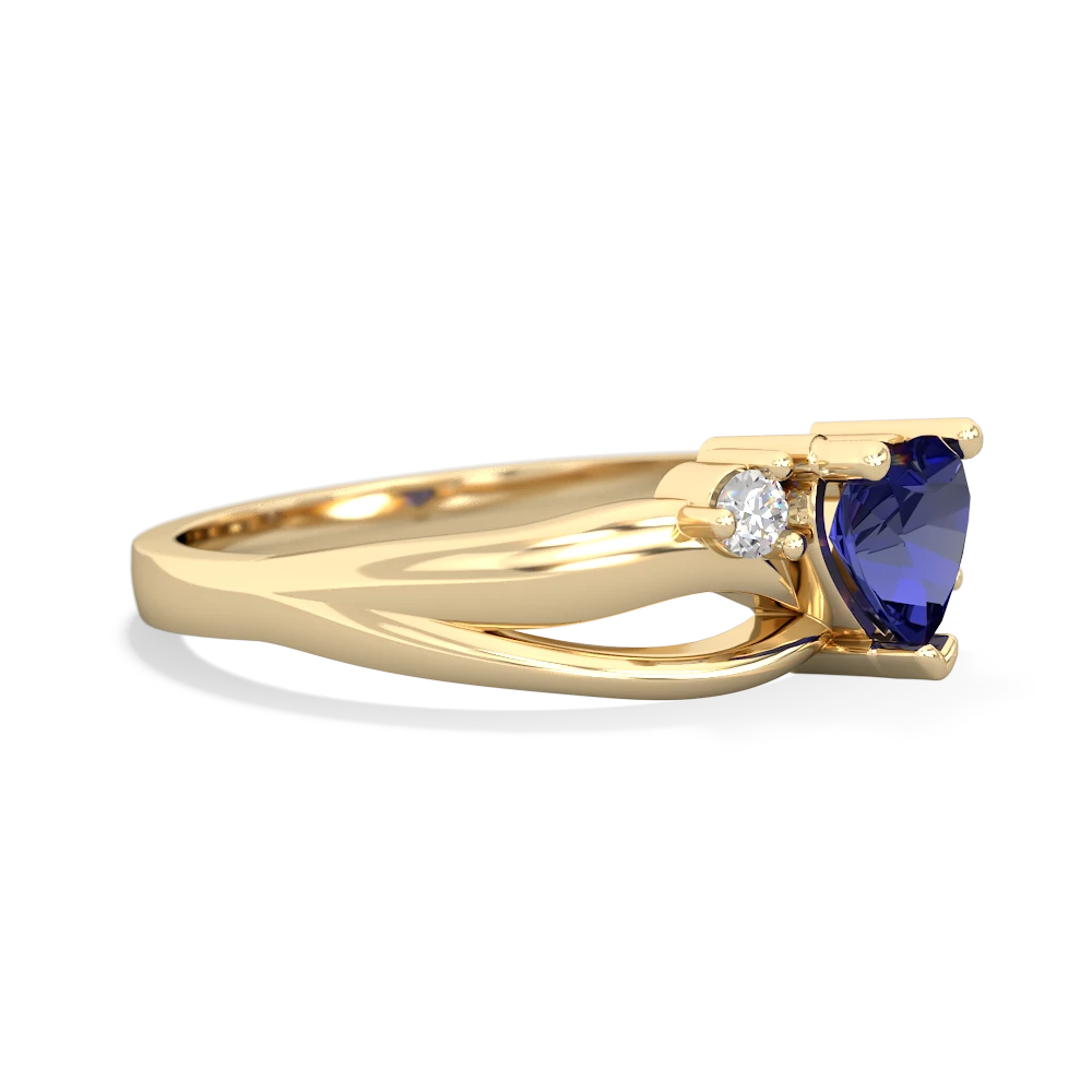 Lab Sapphire Split Band Swirl 14K Yellow Gold ring R2130