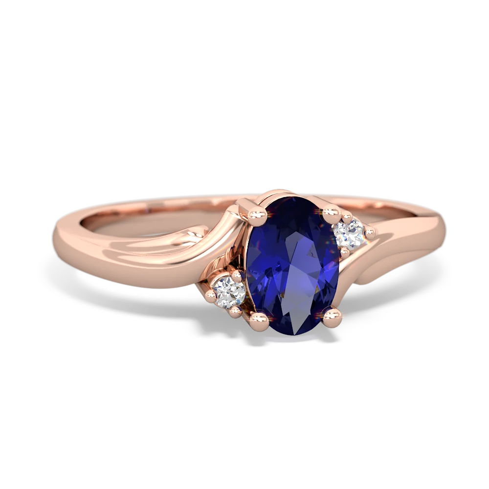 Lab Sapphire Elegant Swirl 14K Rose Gold ring R2173