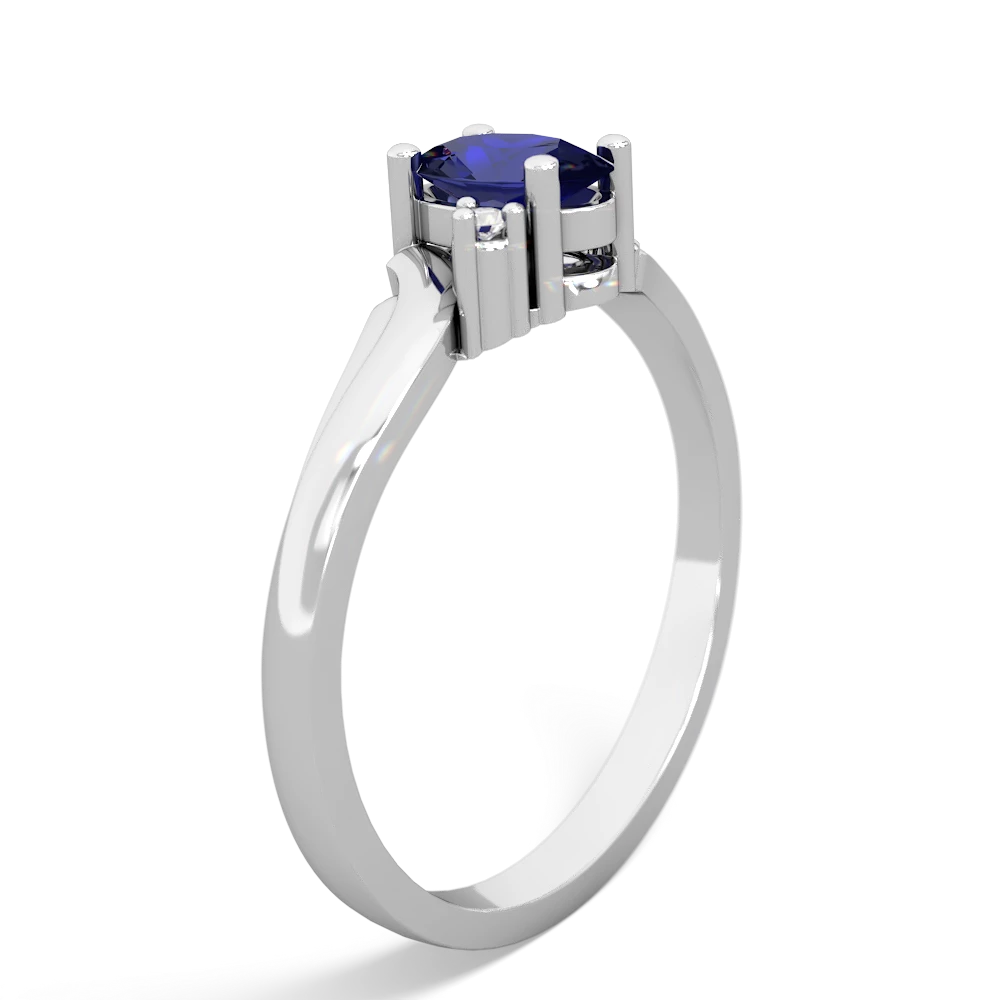 Lab Sapphire Elegant Swirl 14K White Gold ring R2173