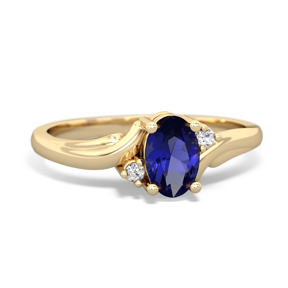 Lab Sapphire Elegant Swirl 14K Yellow Gold ring R2173