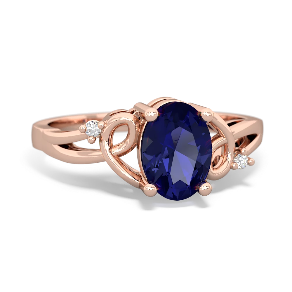 Lab Sapphire Swirls 14K Rose Gold ring R2347