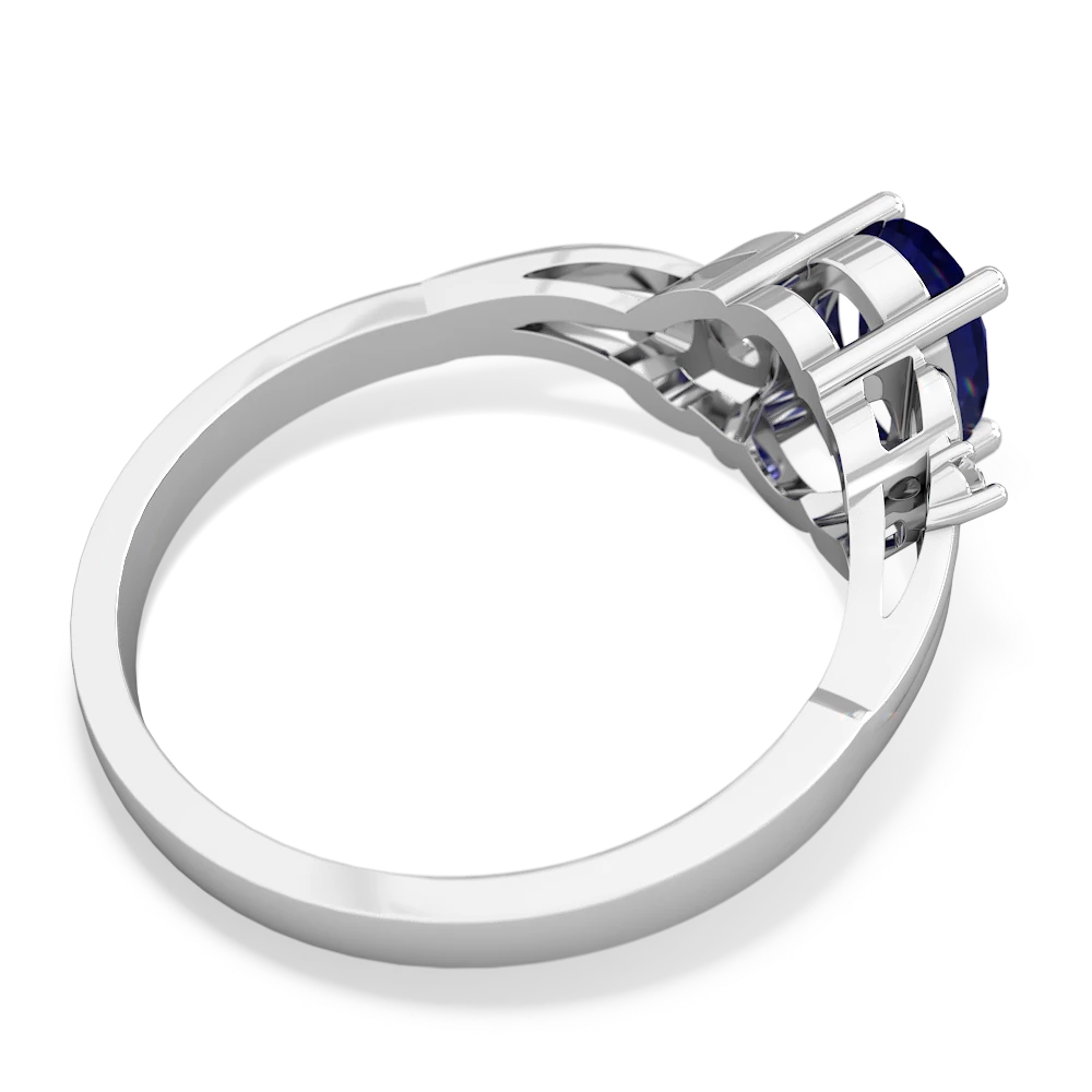 Lab Sapphire Swirls 14K White Gold ring R2347