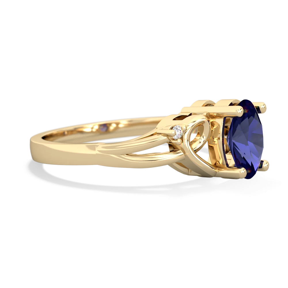 Lab Sapphire Swirls 14K Yellow Gold ring R2347