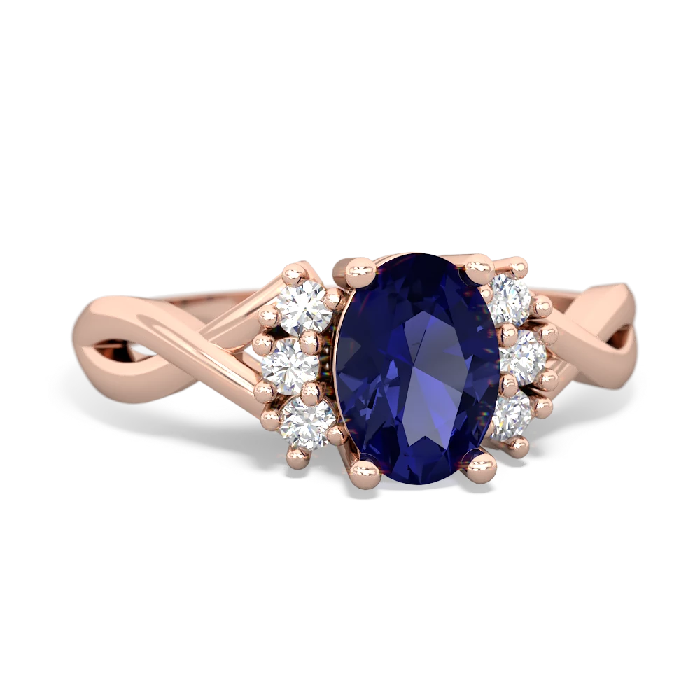 Lab Sapphire Victorian Twist 14K Rose Gold ring R2497