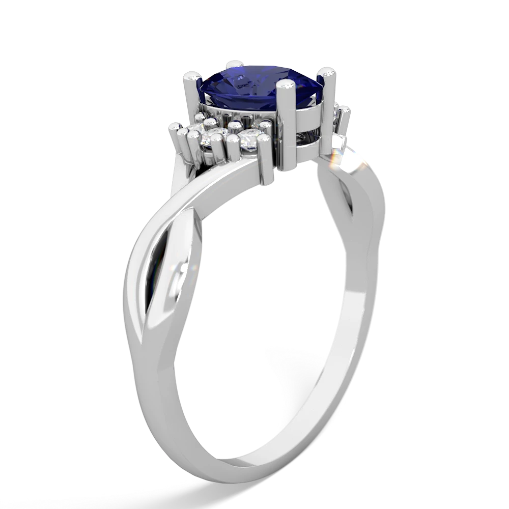 Lab Sapphire Victorian Twist 14K White Gold ring R2497