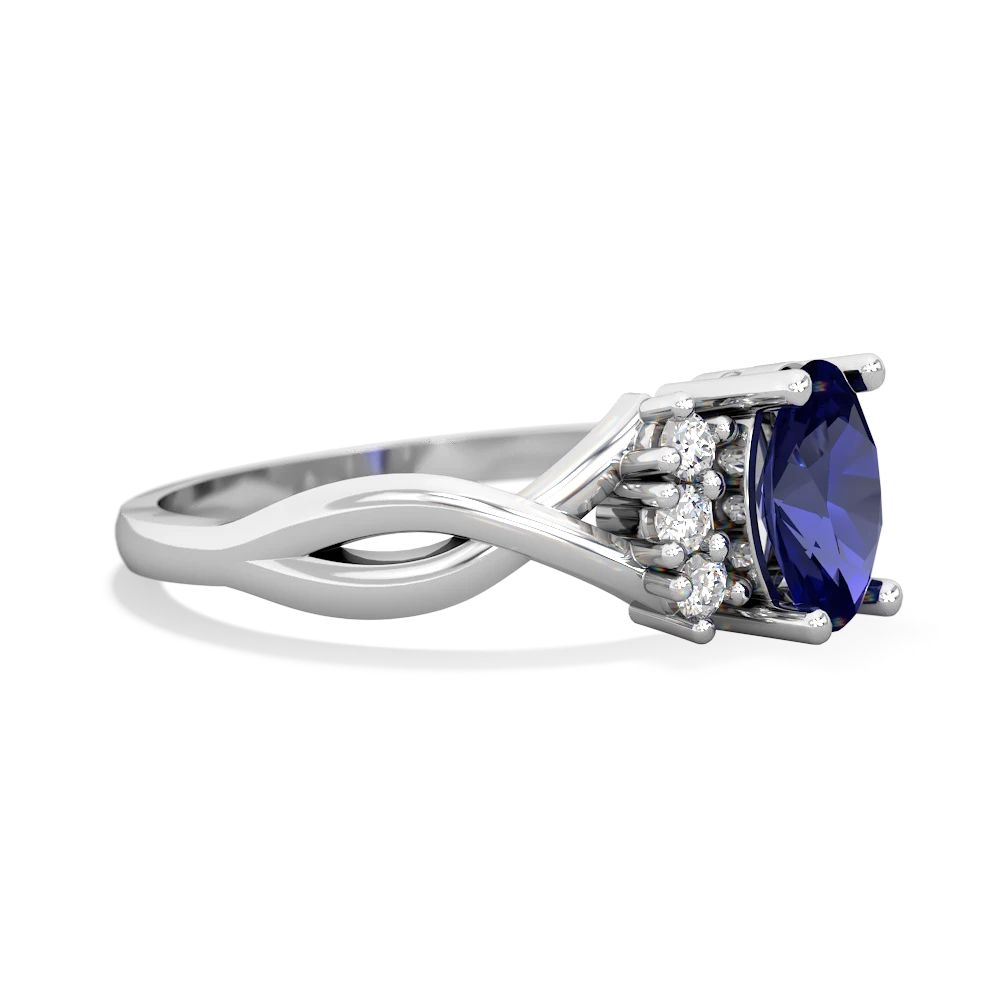 Lab Sapphire Victorian Twist 14K White Gold ring R2497