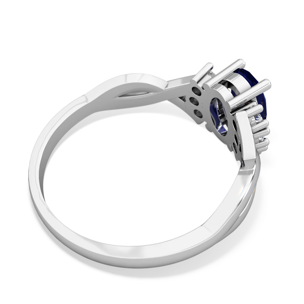 Lab Sapphire Victorian Twist 14K White Gold ring R2497