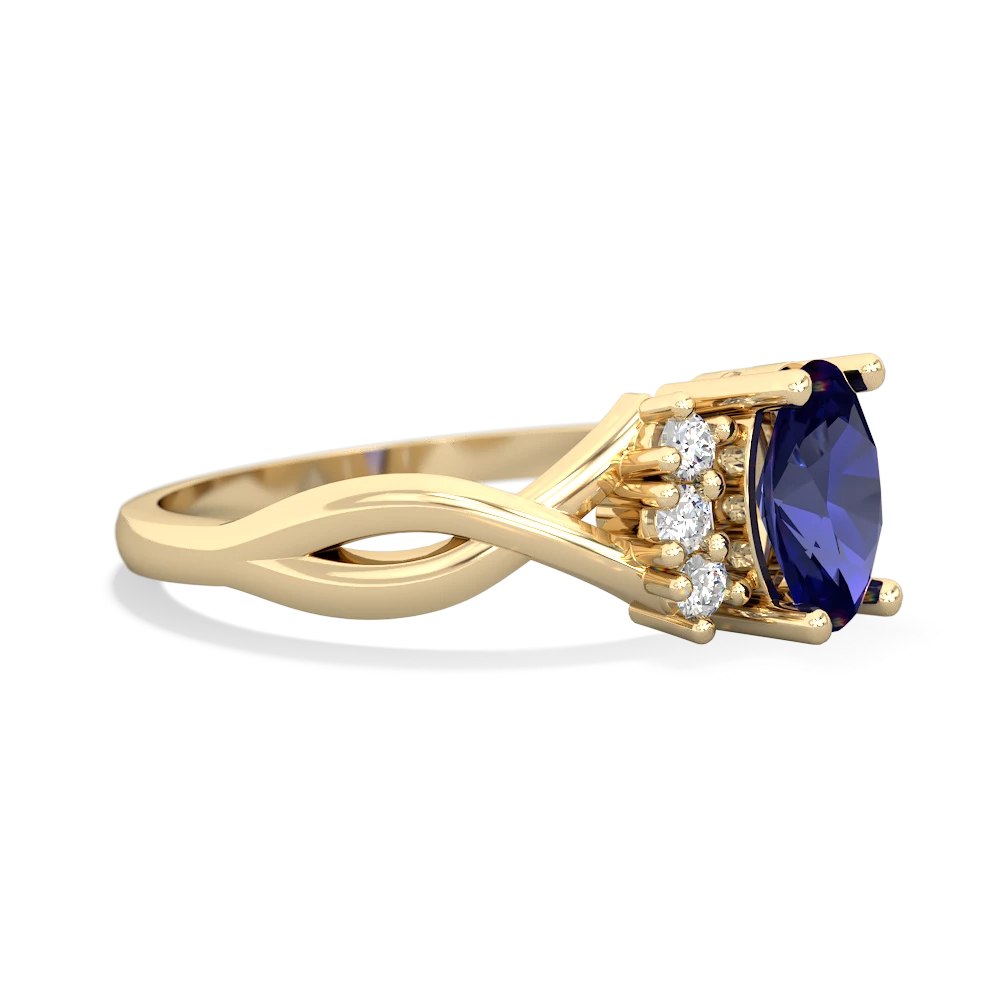 Lab Sapphire Victorian Twist 14K Yellow Gold ring R2497