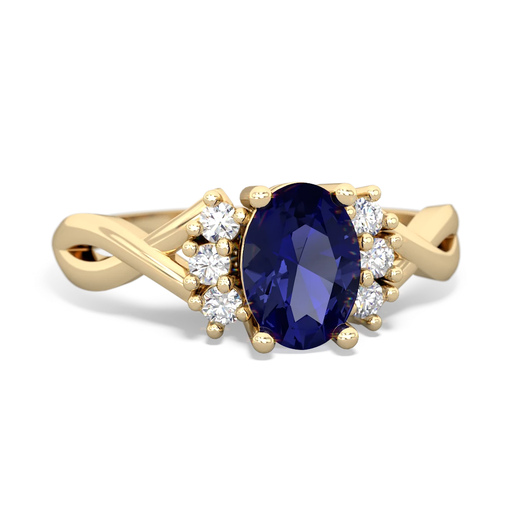 Lab Sapphire Victorian Twist 14K Yellow Gold ring R2497