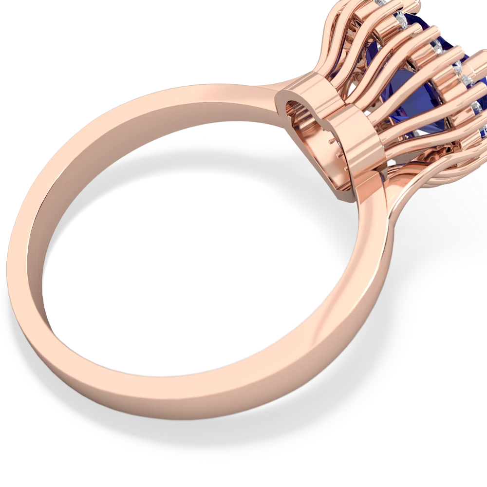 Lab Sapphire Sparkling Halo Heart 14K Rose Gold ring R0391