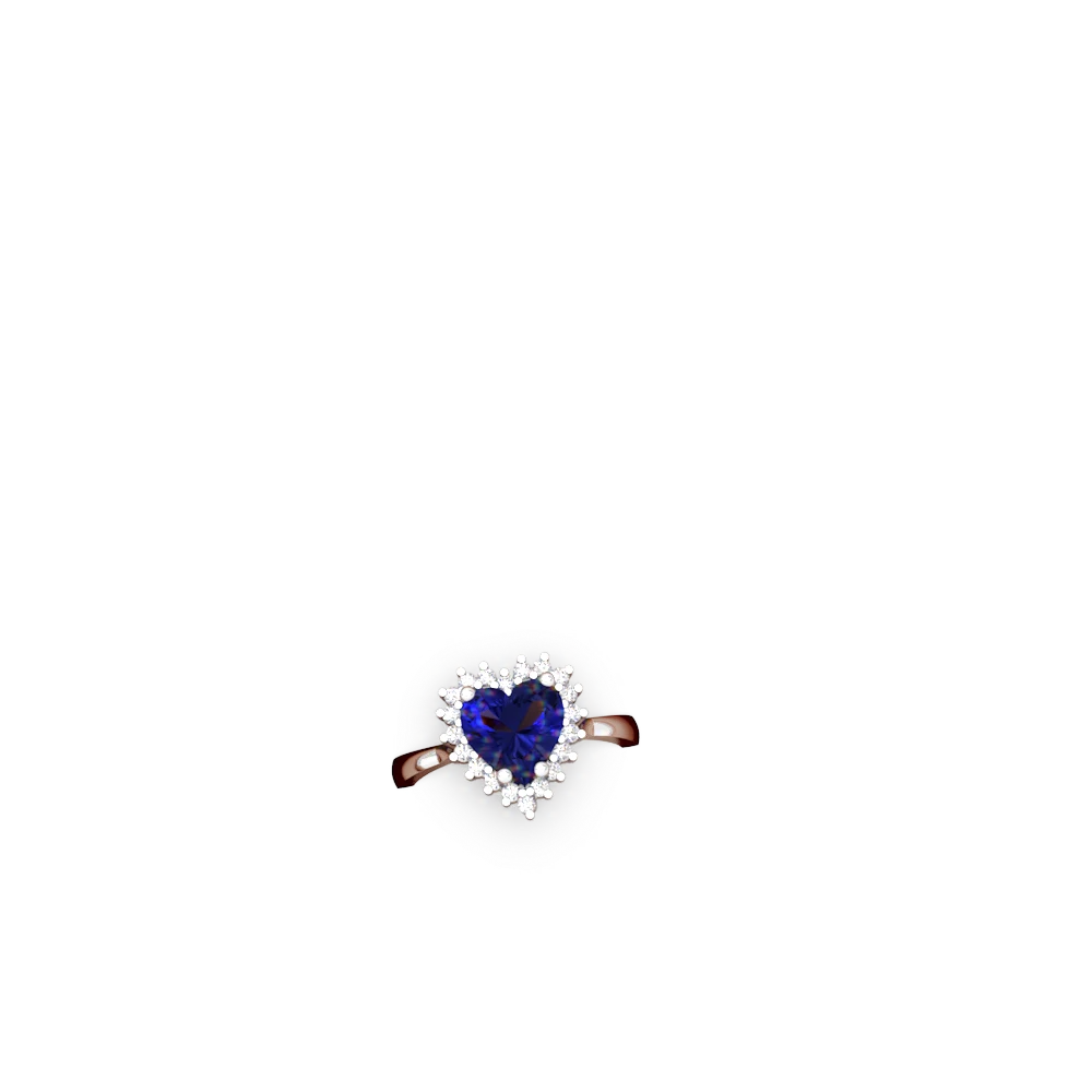 Lab Sapphire Sparkling Halo Heart 14K White Gold ring R0391