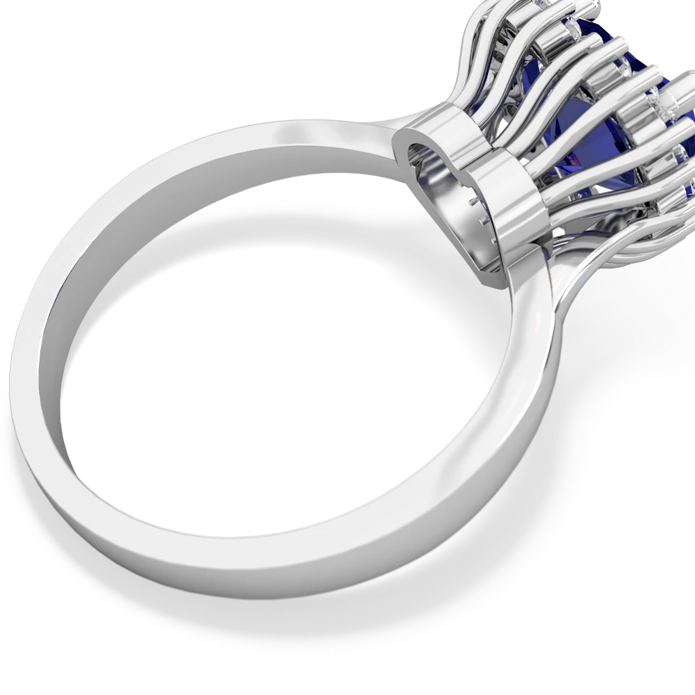 Lab Sapphire Sparkling Halo Heart 14K White Gold ring R0391