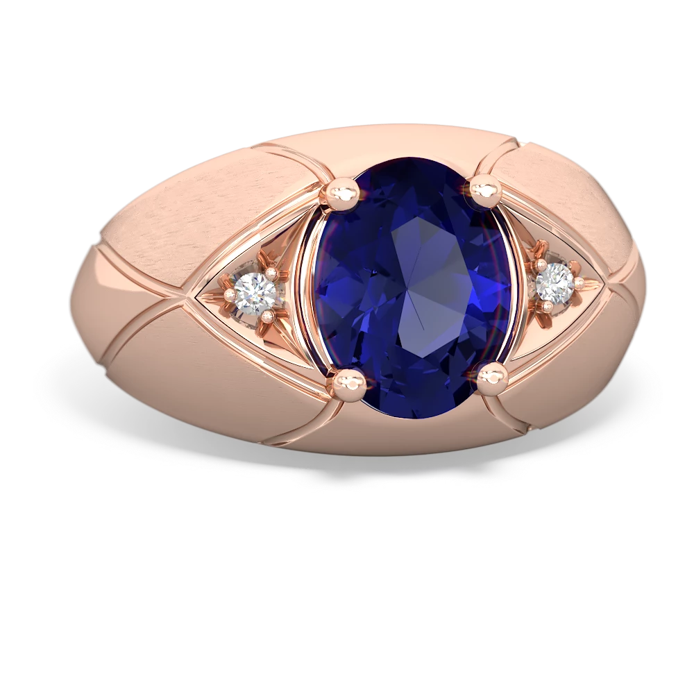 Lab Sapphire Men's Crossroads 14K Rose Gold ring R0361