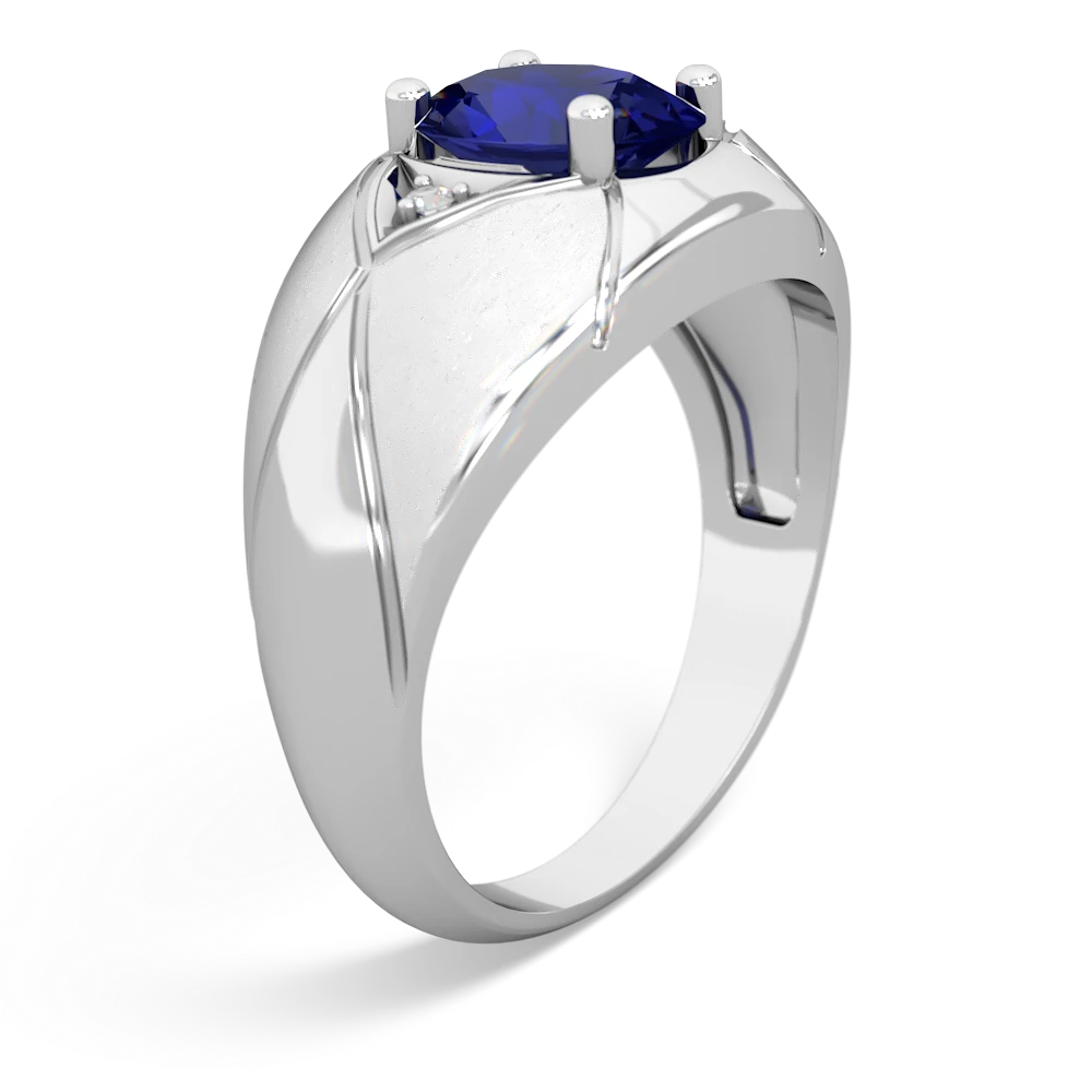 Lab Sapphire Men's Crossroads 14K White Gold ring R0361