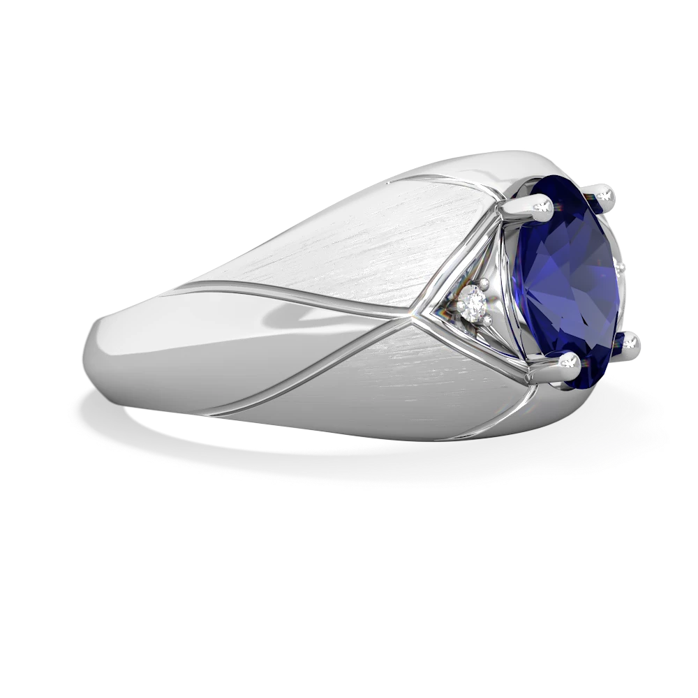 Lab Sapphire Men's Crossroads 14K White Gold ring R0361