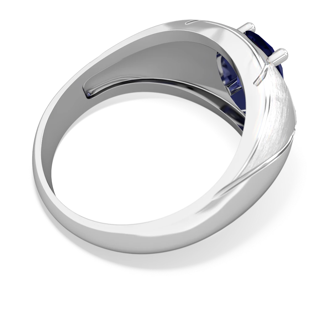 Lab Sapphire Men's Crossroads 14K White Gold ring R0361