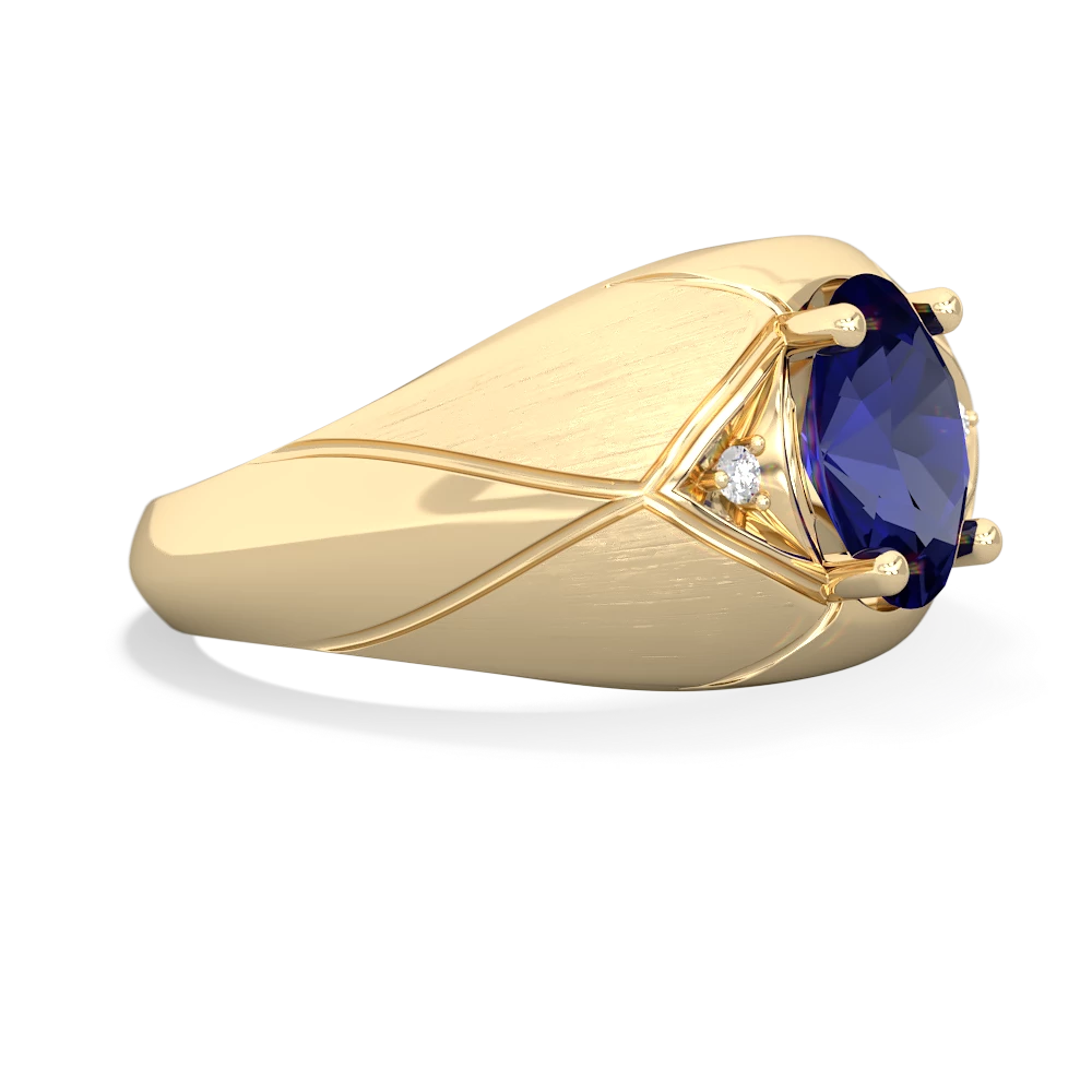 Lab Sapphire Men's Crossroads 14K Yellow Gold ring R0361