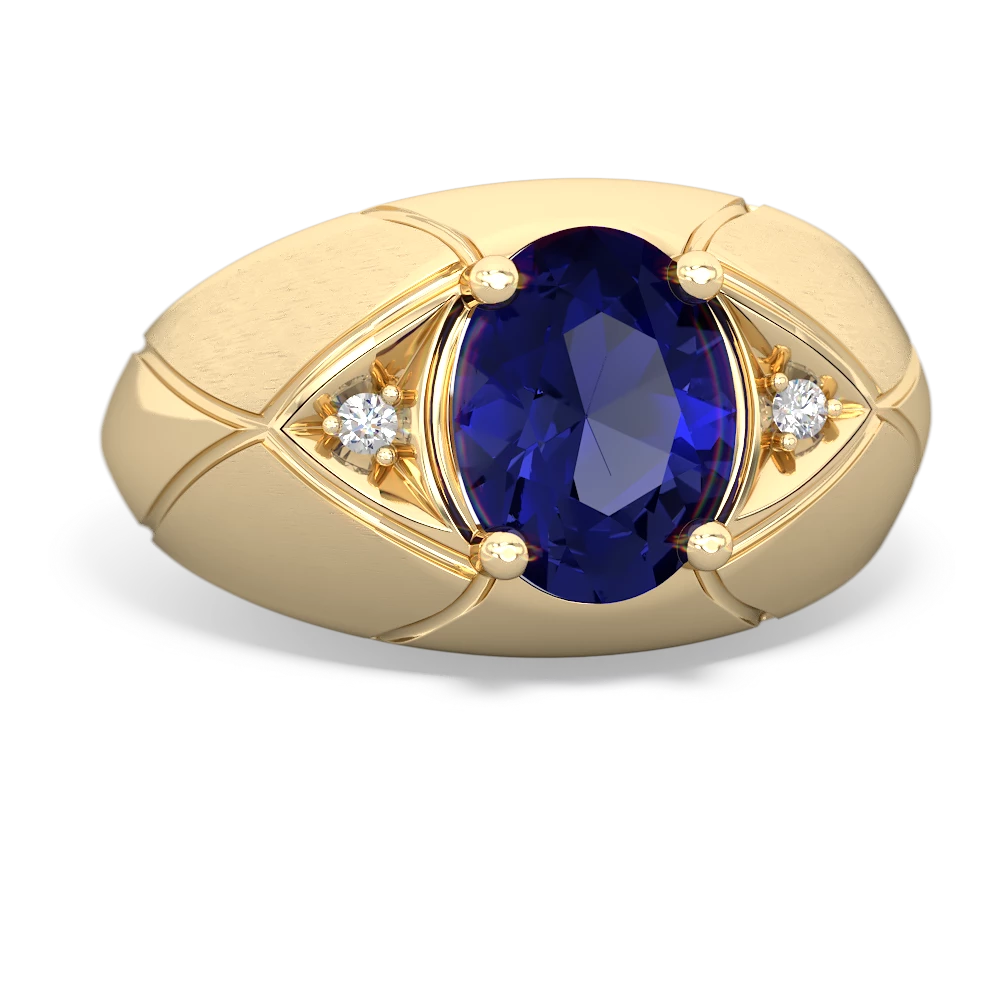 Lab Sapphire Men's Crossroads 14K Yellow Gold ring R0361