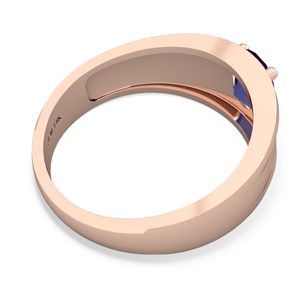 Lab Sapphire Men's Two Lane 14K Rose Gold ring R0363