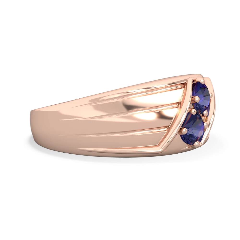 Lab Sapphire Men's Streamline 14K Rose Gold ring R0460