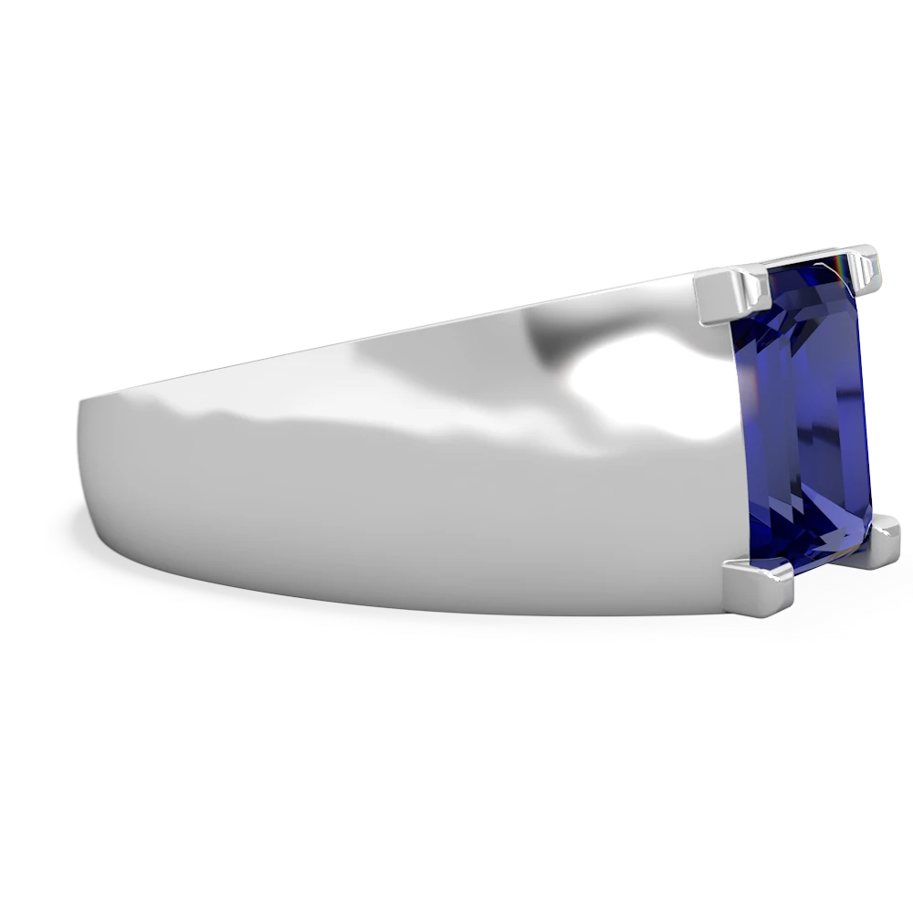 Lab Sapphire Men's 14K White Gold ring R1836
