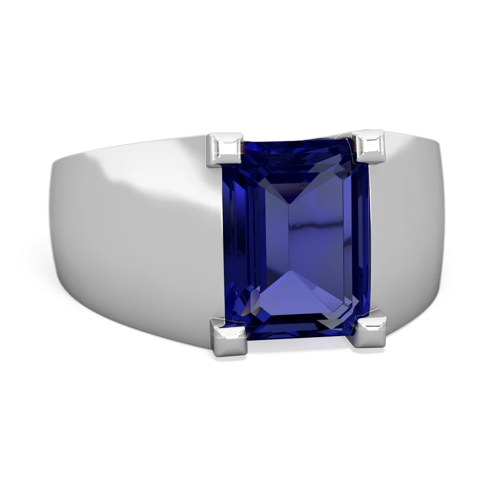 Lab Sapphire Men's 14K White Gold ring R1836