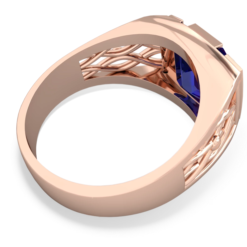 Lab Sapphire Men's Vine 14K Rose Gold ring R0490