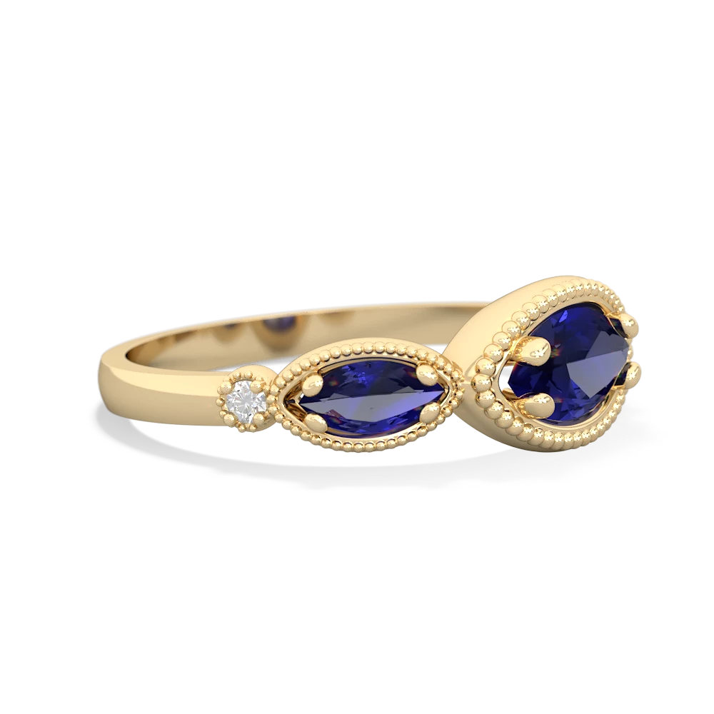 Lab Sapphire Milgrain Marquise 14K Yellow Gold ring R5700