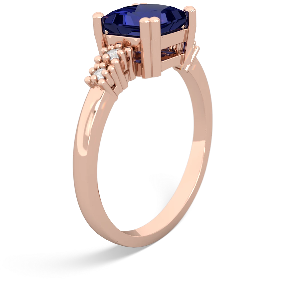 Lab Sapphire Art Deco Princess 14K Rose Gold ring R2014