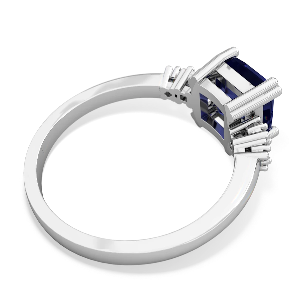 Lab Sapphire Art Deco Princess 14K White Gold ring R2014