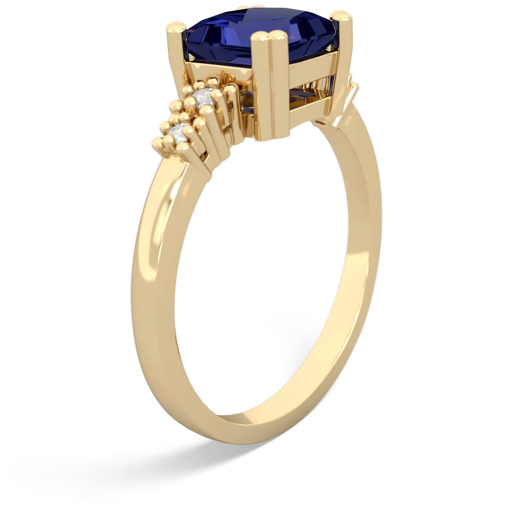 Lab Sapphire Art Deco Princess 14K Yellow Gold ring R2014