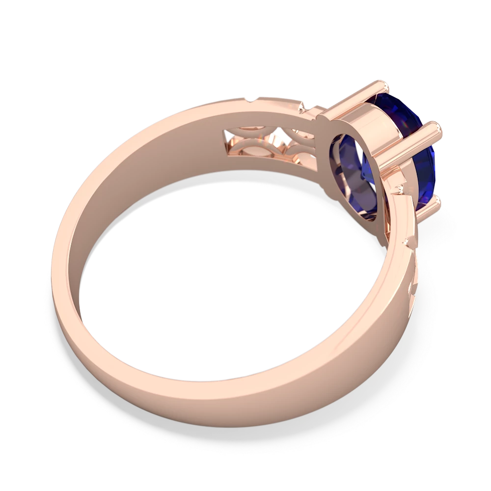 Lab Sapphire Art Deco Filigree 14K Rose Gold ring R2322