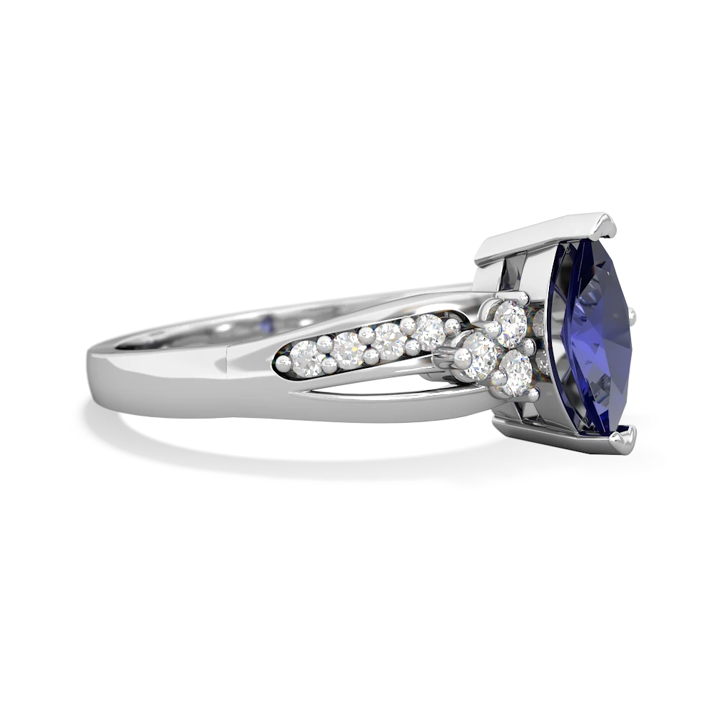 Lab Sapphire Royal Marquise 14K White Gold ring R2343