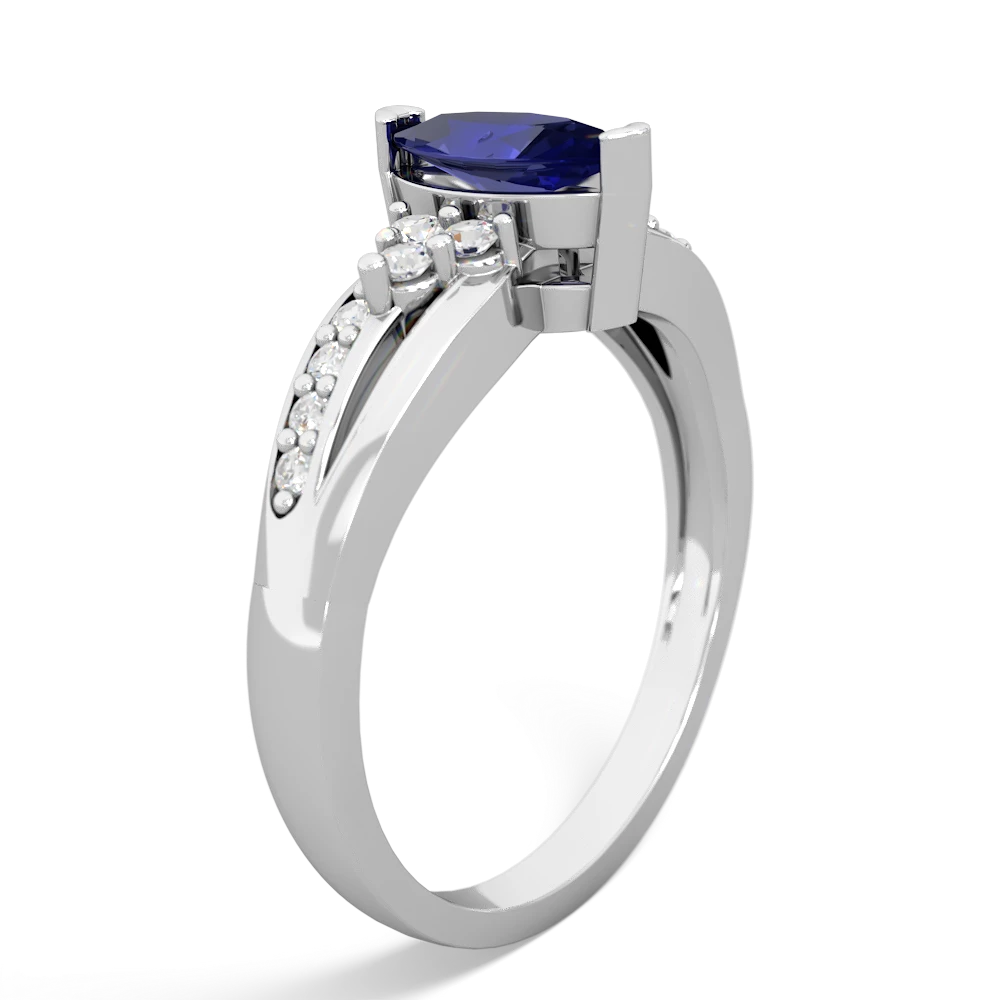 Lab Sapphire Royal Marquise 14K White Gold ring R2343