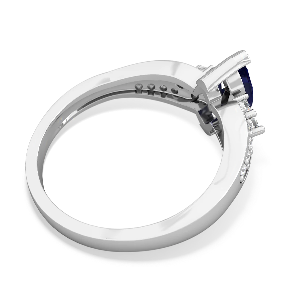 Lab Sapphire Royal Marquise 14K White Gold ring R2343