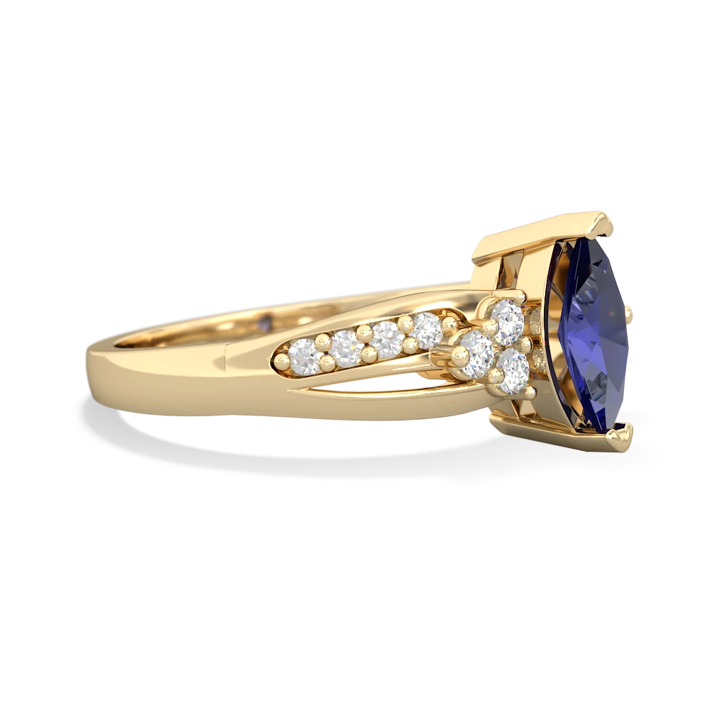 Lab Sapphire Royal Marquise 14K Yellow Gold ring R2343