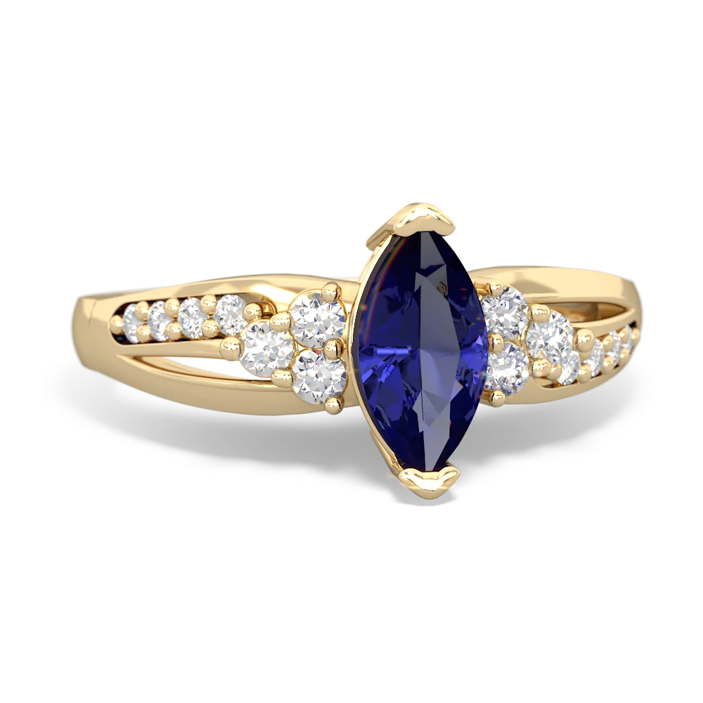 Lab Sapphire Royal Marquise 14K Yellow Gold ring R2343