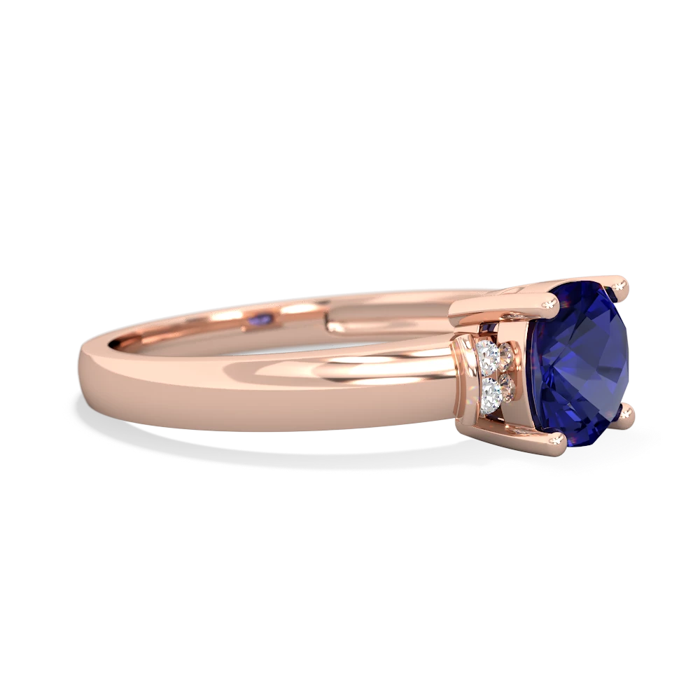 Lab Sapphire Simply Elegant Cushion 14K Rose Gold ring R2489